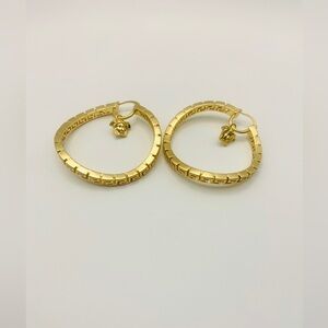 Versace Gold-Tone Logo Hoop Earrings with Medusa Charm